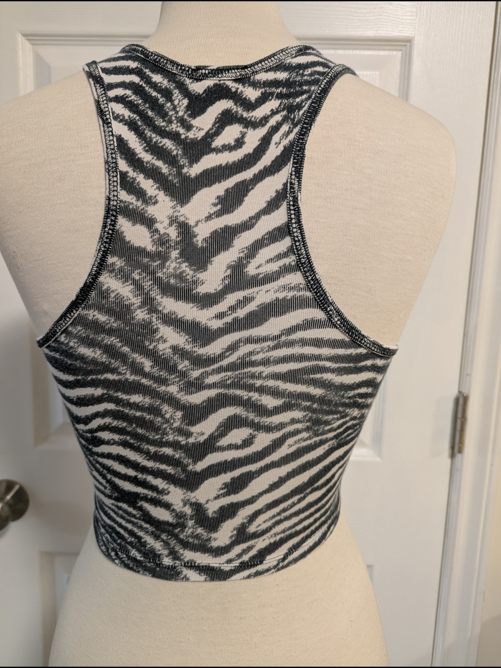 Garage Black and White Zebra Print Crop Tank - Picture 2 of 5